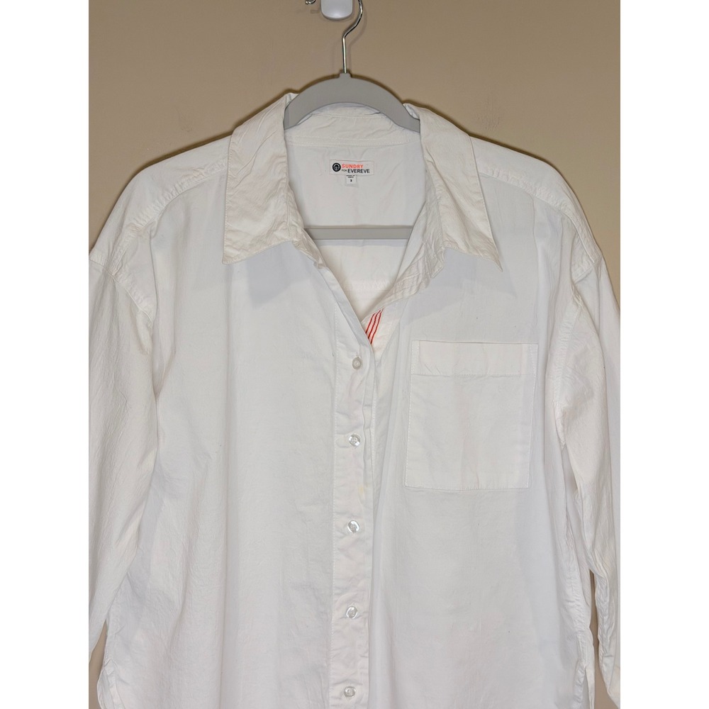 Sundry Womens Button Down Shirt White Medium Evereve Oversized Cotton Blouse - Picture 4 of 4